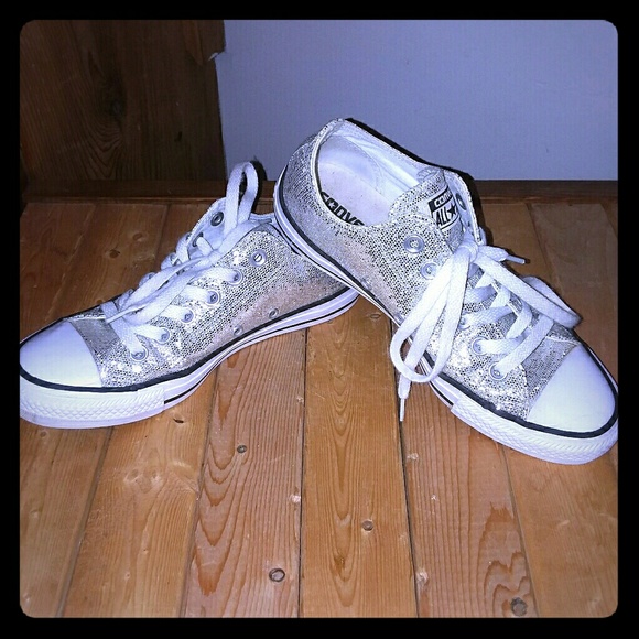 converse all star silver glitter